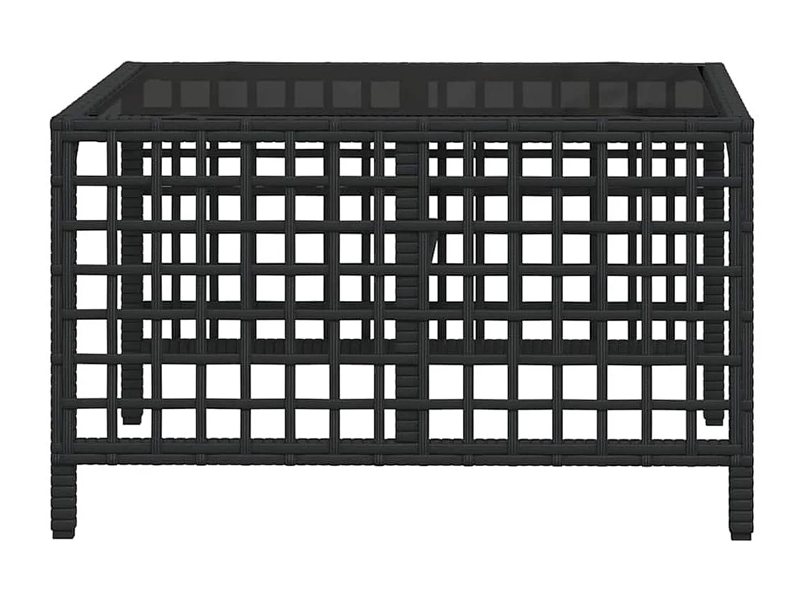 Salon de jardin d'angle 3 pcs avec coussins noir résine tressée