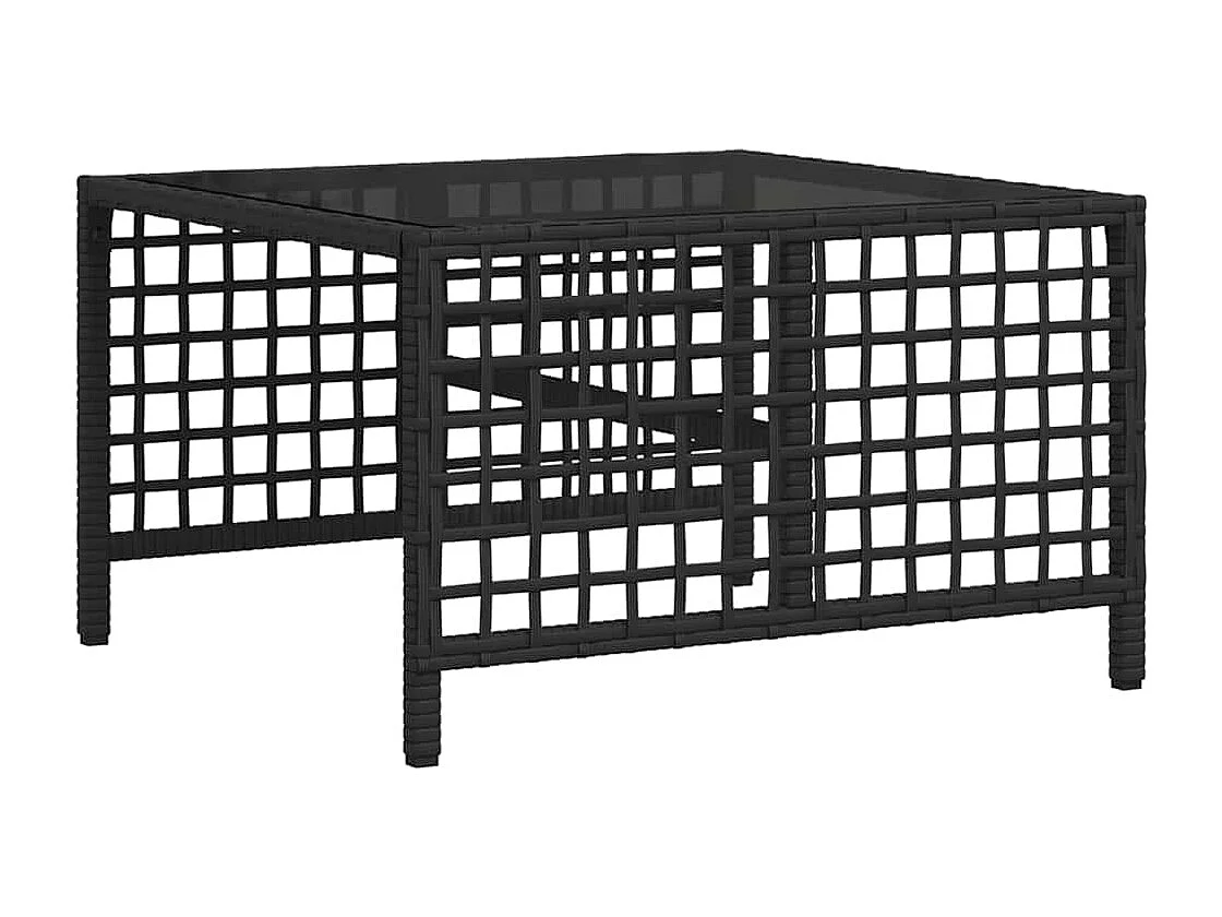 Salon de jardin d'angle 3 pcs avec coussins noir résine tressée