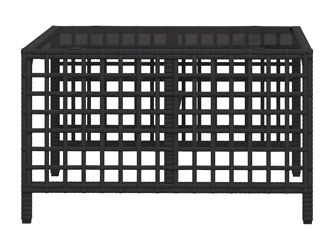 Salon de jardin d'angle 3 pcs avec coussins noir résine tressée