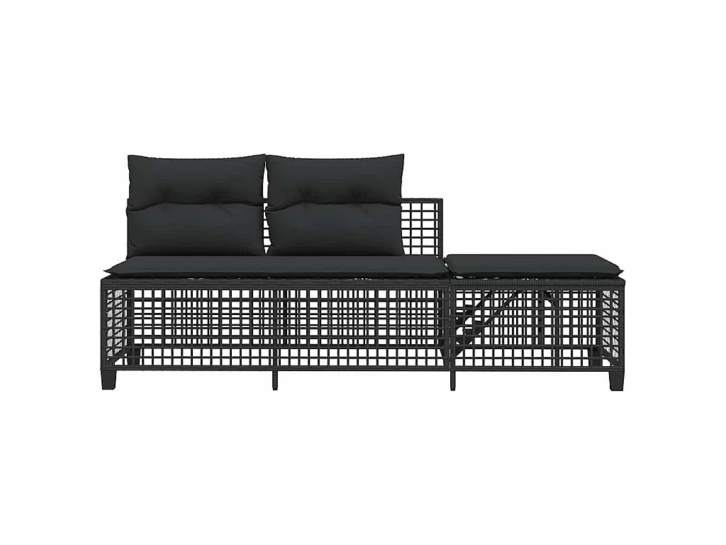 Set Divani ad Angolo 3 pz con Cuscini in Polyrattan Nero