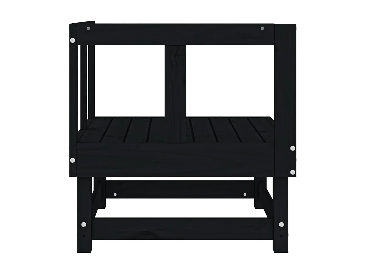 Canapé d'angle de jardin noir bois de pin massif