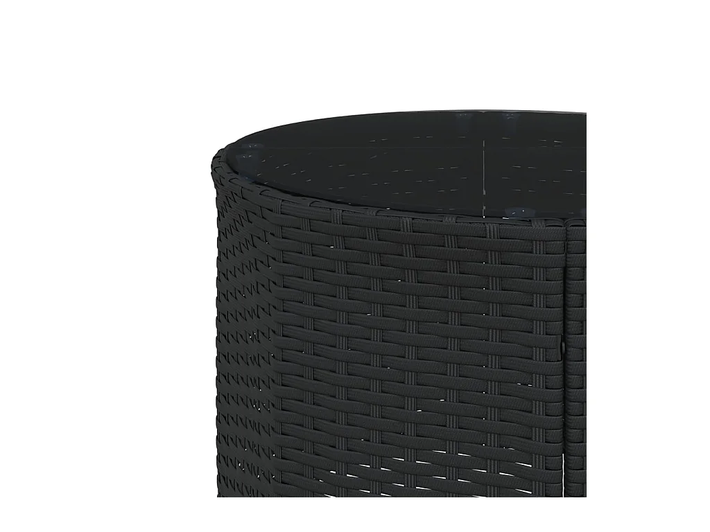 Divano Giardino Tavolo e Cuscini Semicircolare Nero Polyrattan