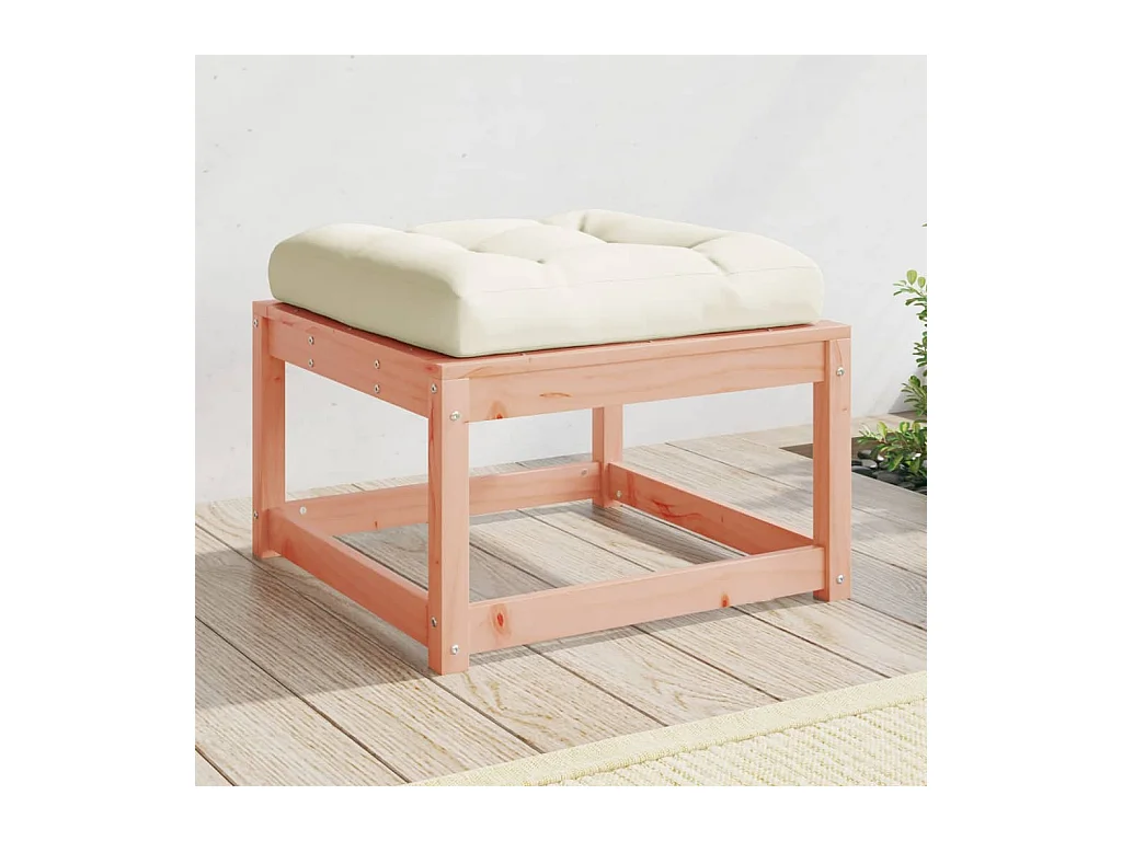 Poggiapiedi da Giardino con Cuscino Legno Massello di Douglas