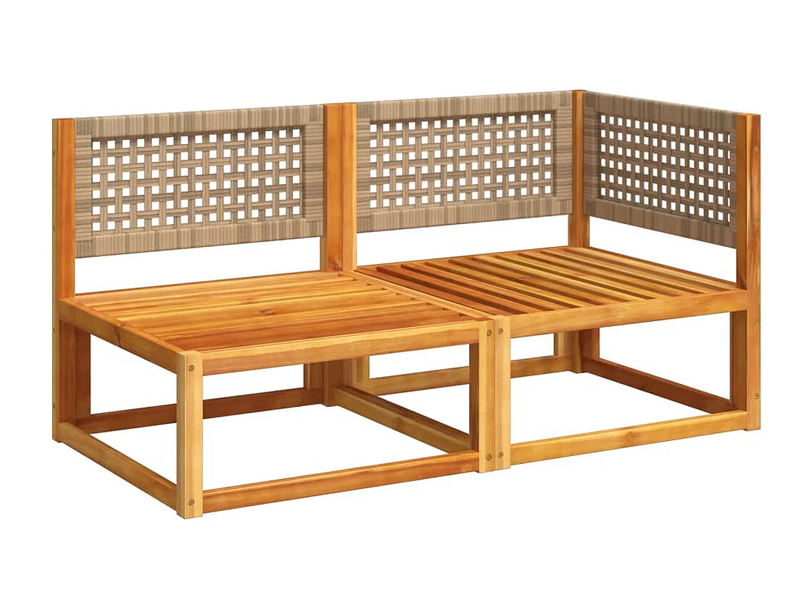 Tuinbank met kussens 2-zits acaciahout & rotan