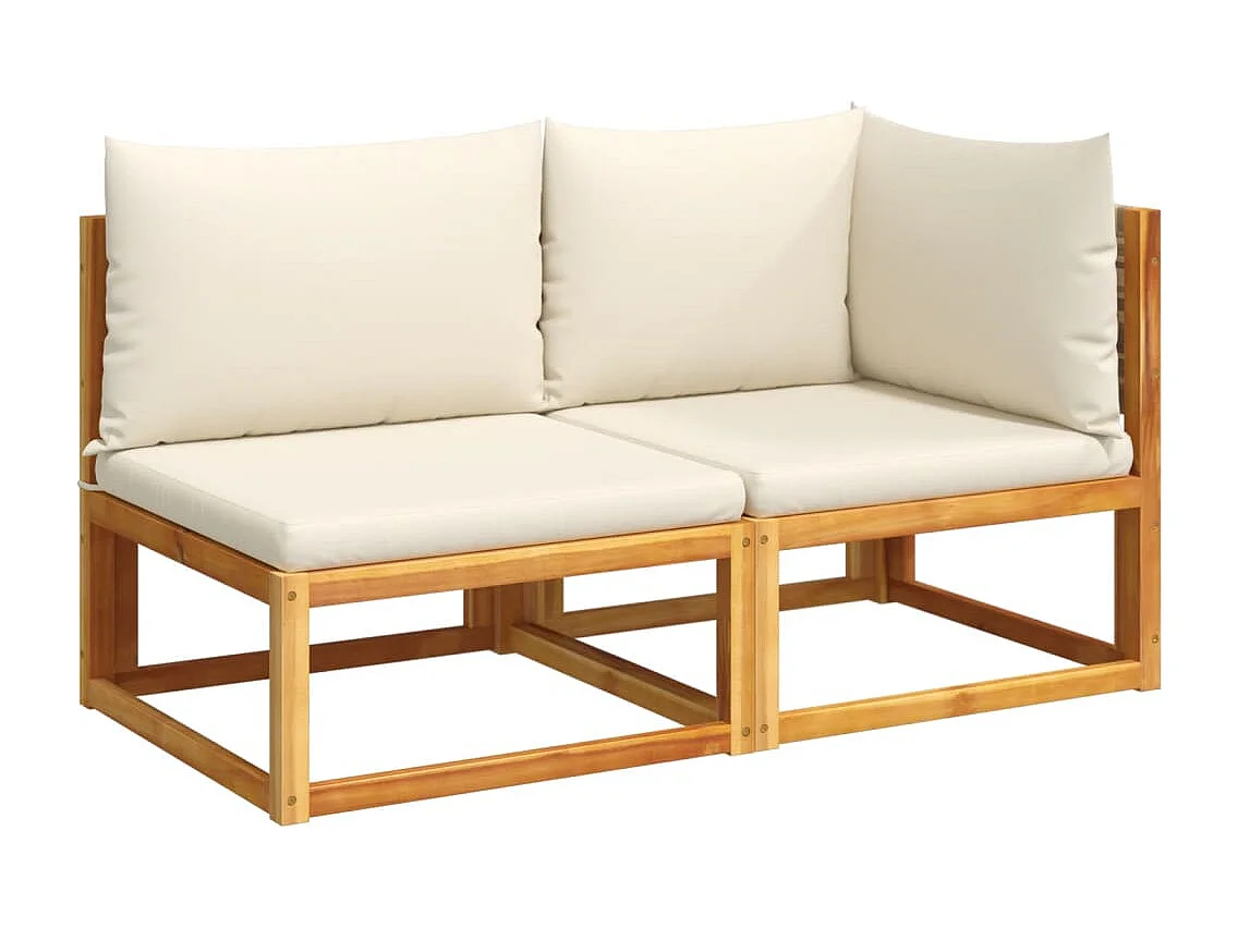 Canapé de jardin avec coussins 2 places Bois Acacia et rotin