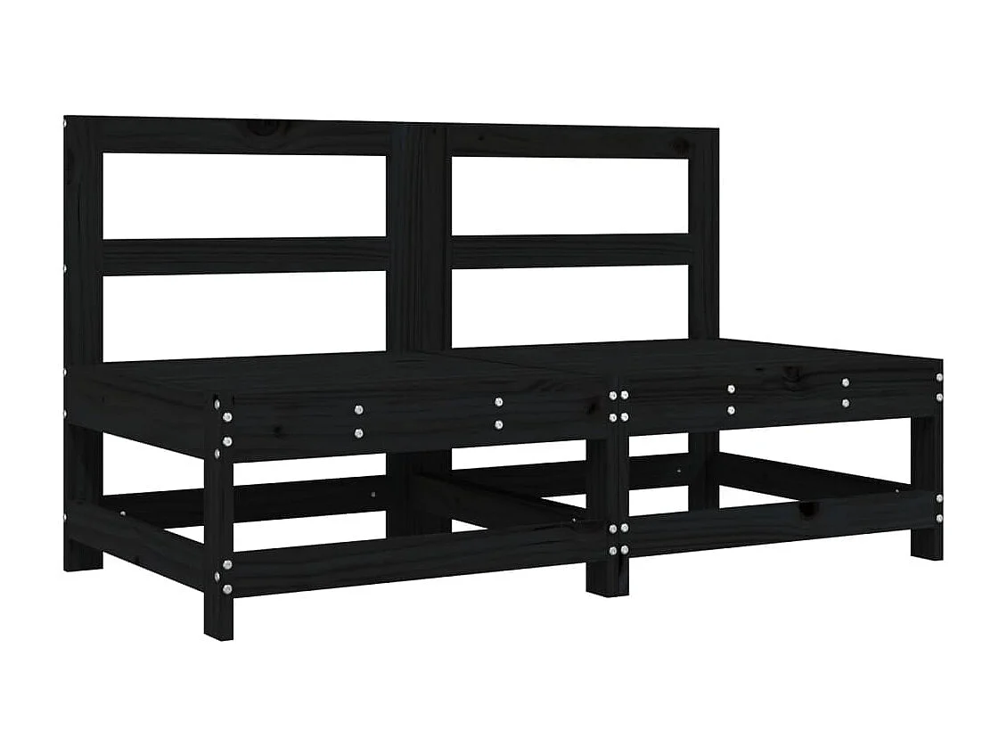 Garten-Mittelsofas 2 Stk. Schwarz Massivholz Kiefer