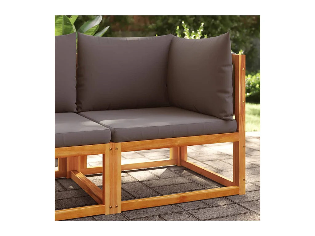 Canapé d'angle de jardin avec coussins en bois d'acacia et corde