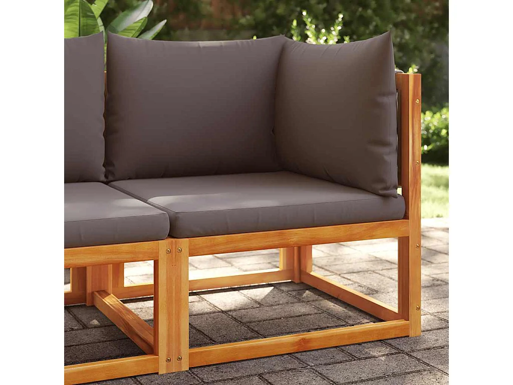 Canapé d'angle de jardin avec coussins en bois d'acacia et corde