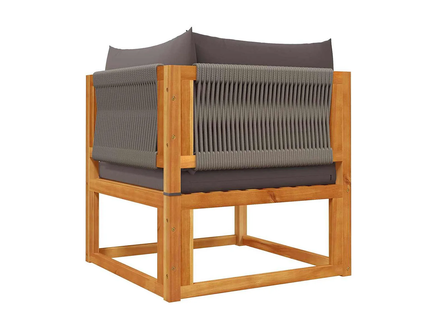 Canapé d'angle de jardin avec coussins en bois d'acacia et corde