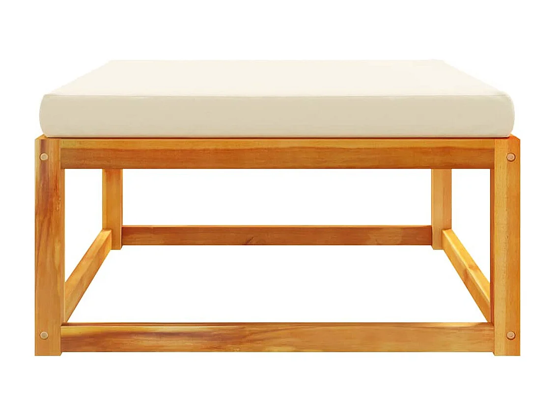 Repose-pied de jardin avec coussins bois massif d'acacia