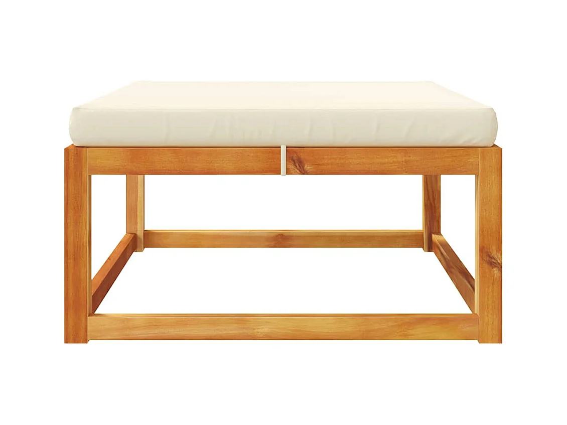 Repose-pied de jardin avec coussins bois massif d'acacia
