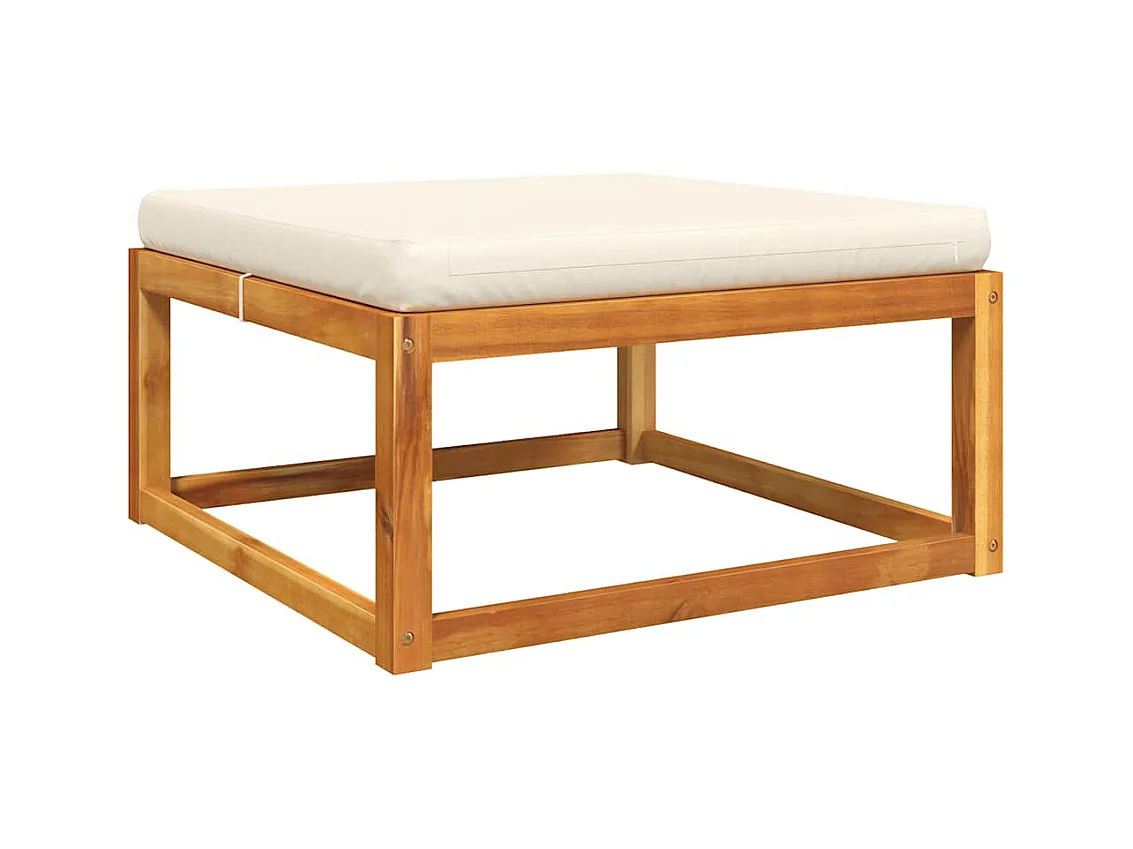 Repose-pied de jardin avec coussins bois massif d'acacia