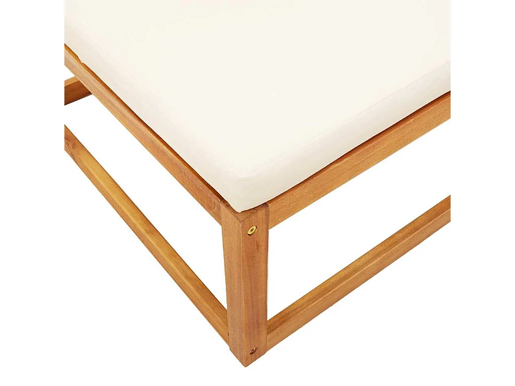 Repose-pied de jardin avec coussins bois massif d'acacia