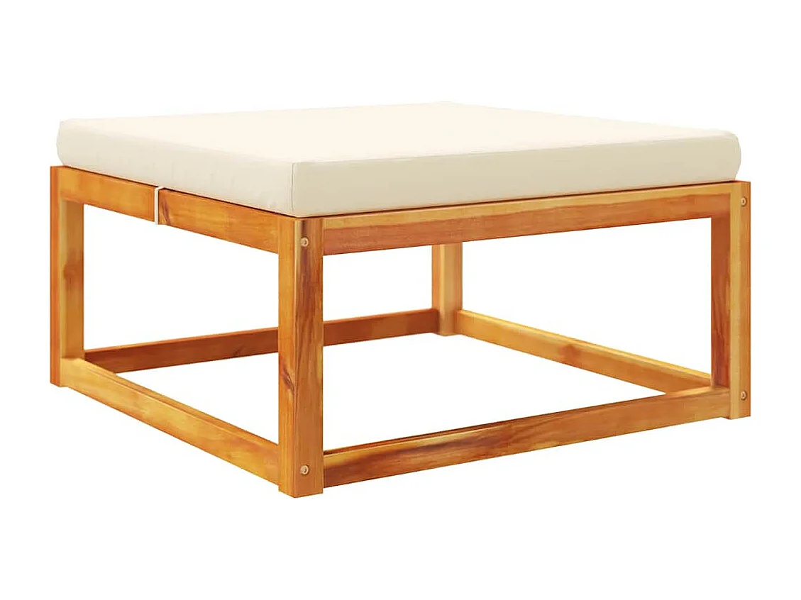 Repose-pied de jardin avec coussins bois massif d'acacia