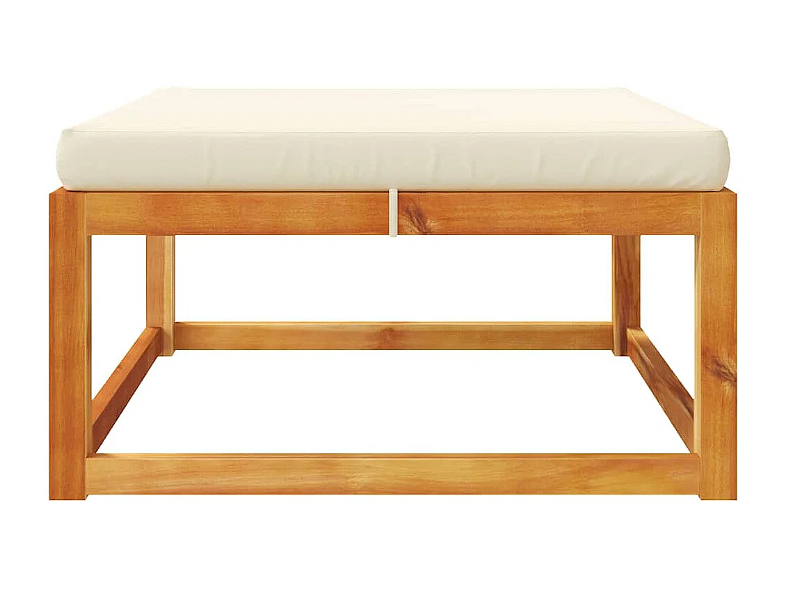 Repose-pied de jardin avec coussins bois massif d'acacia