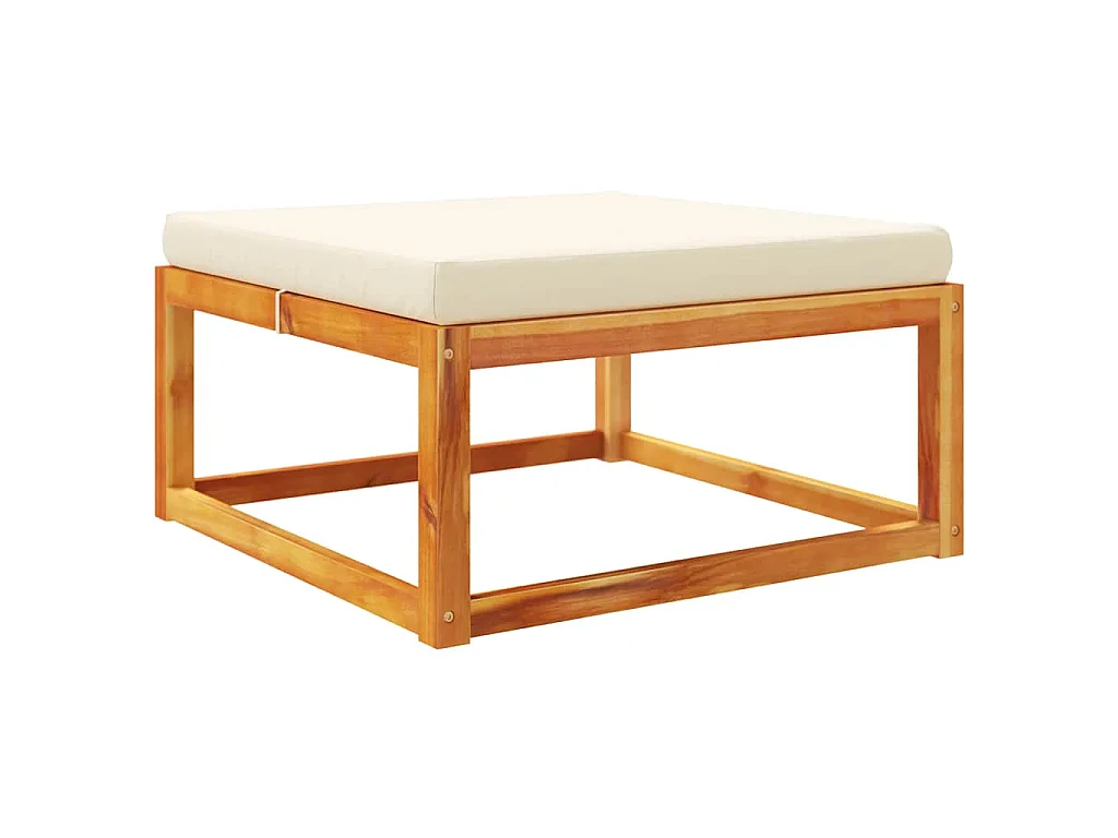 Repose-pied de jardin avec coussins bois massif d'acacia