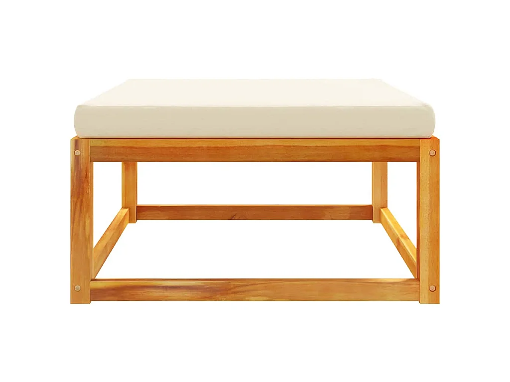 Repose-pied de jardin avec coussins bois massif d'acacia
