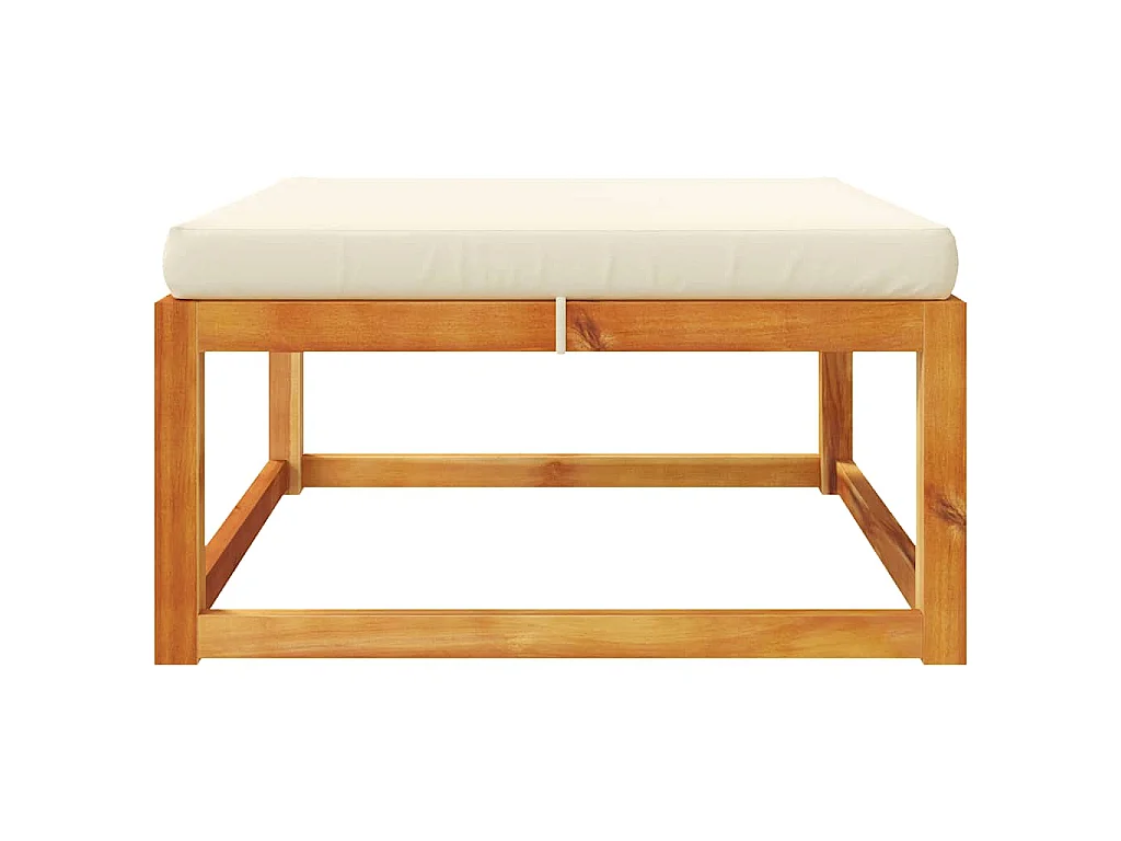 Repose-pied de jardin avec coussins bois massif d'acacia