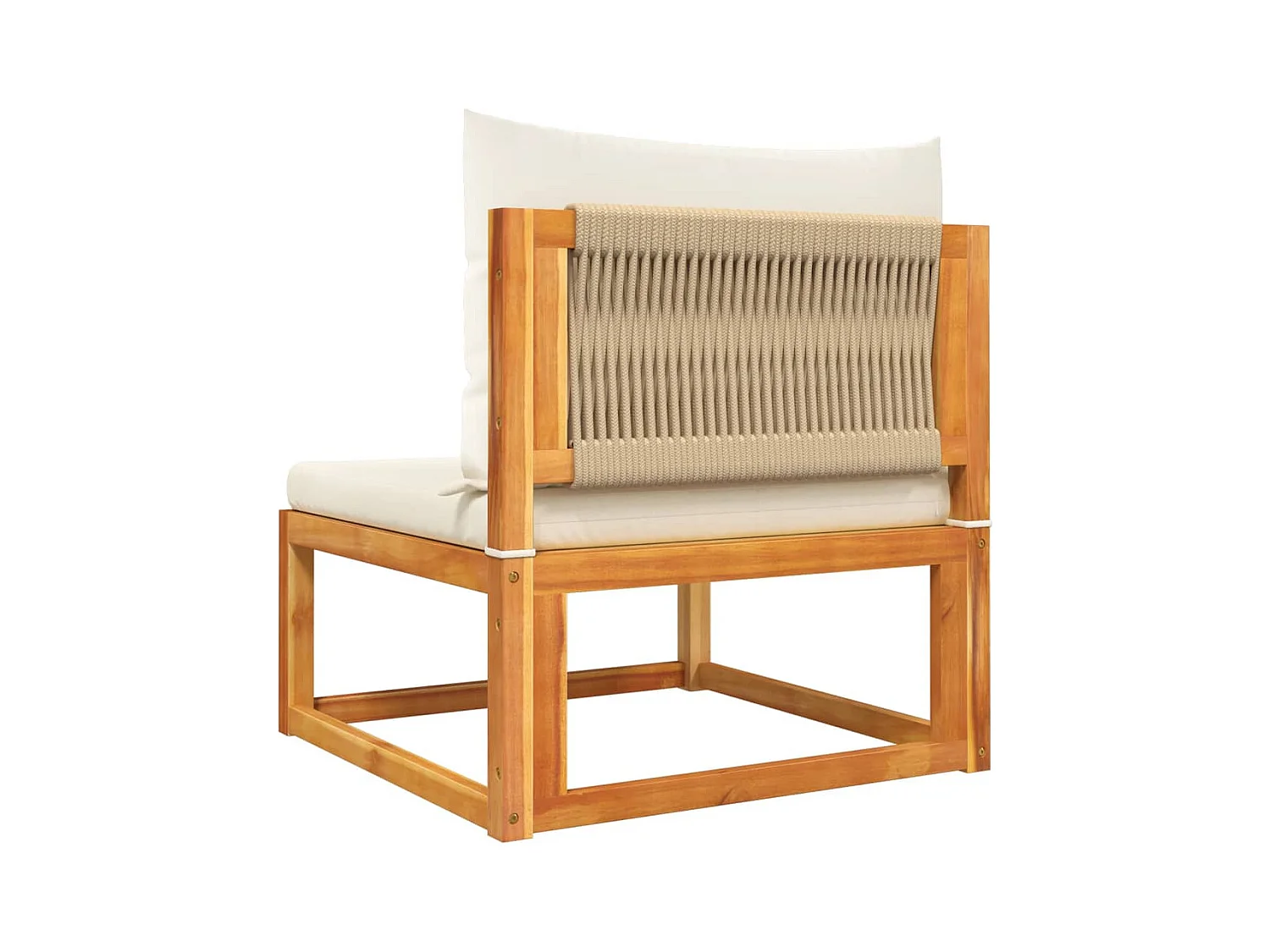 Ensemble de canapés de jardin 3 pièces avec coussins, bois d'acacia et corde,