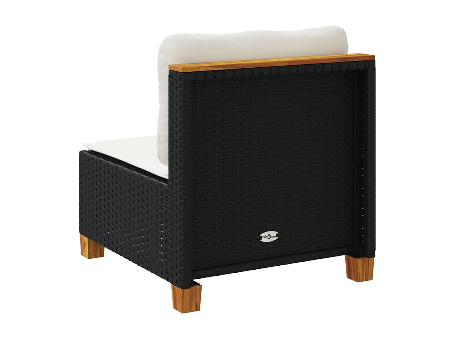 Tuinbank zonder armleuning met kussens poly rattan zwart