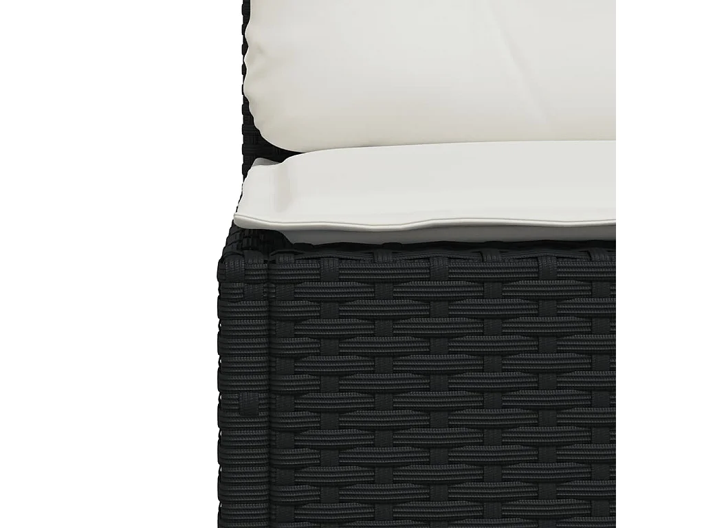 Gartensofa ohne Armlehnen mit Kissen Schwarz Poly Rattan