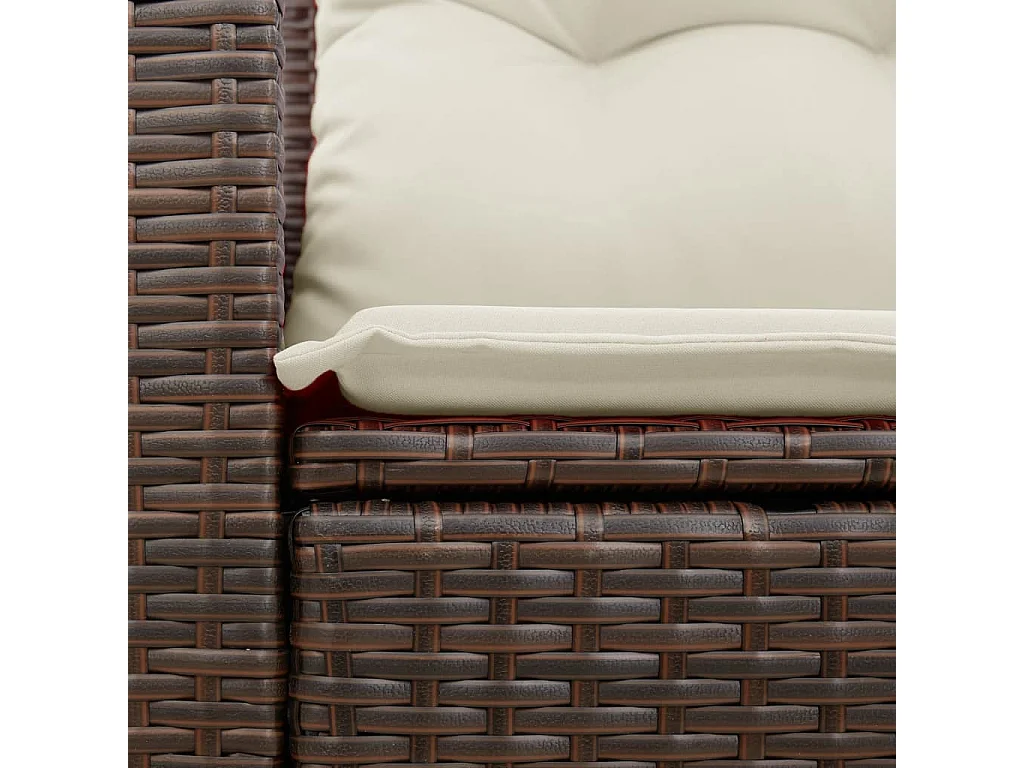 Tuinbank 2-zits met kussens poly rattan bruin