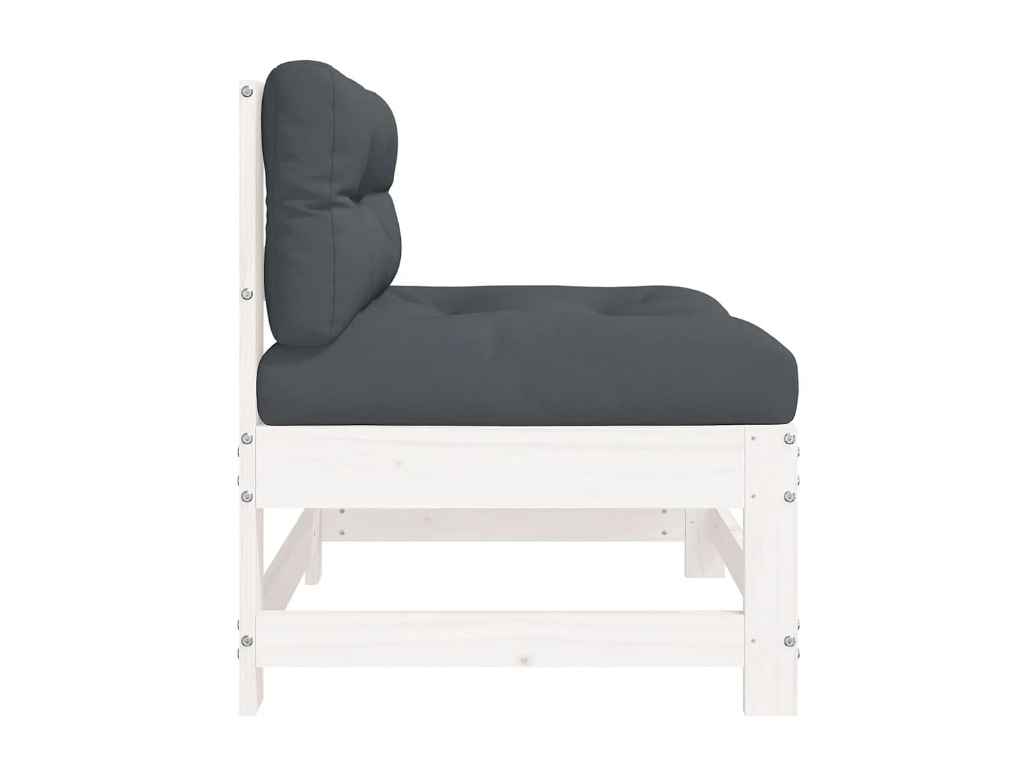 Mittelsofa mit Kissen Weiß Massivholz Kiefer