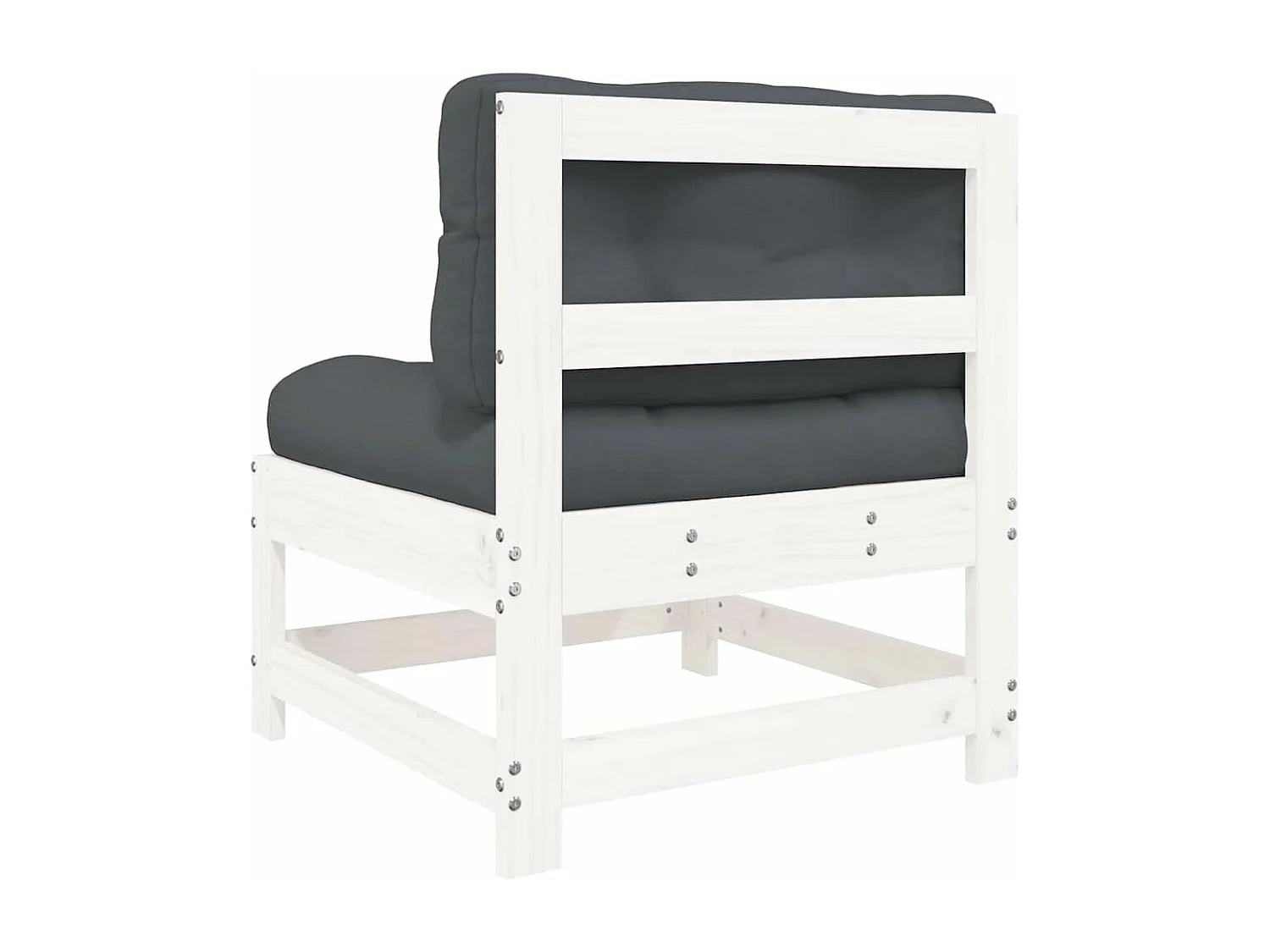 Mittelsofa mit Kissen Weiß Massivholz Kiefer