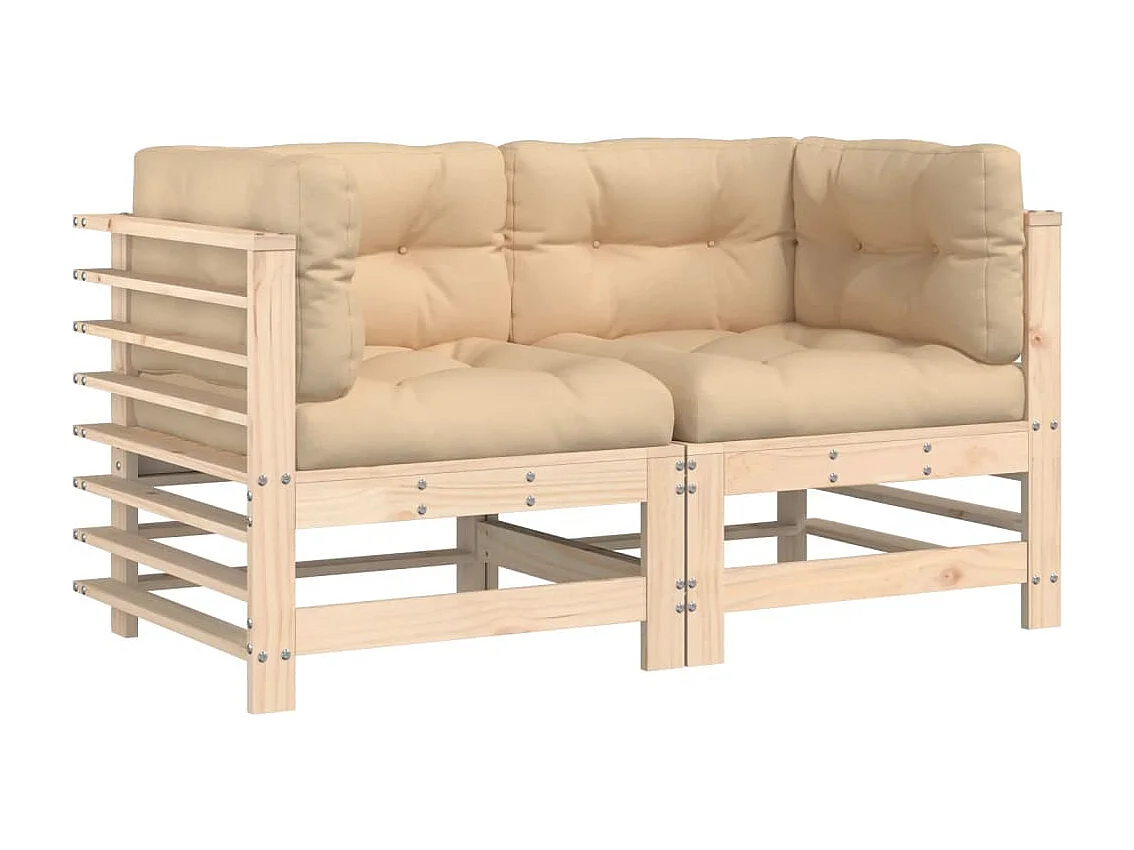 Ecksofas mit Kissen 2 Stk. Massivholz Kiefer
