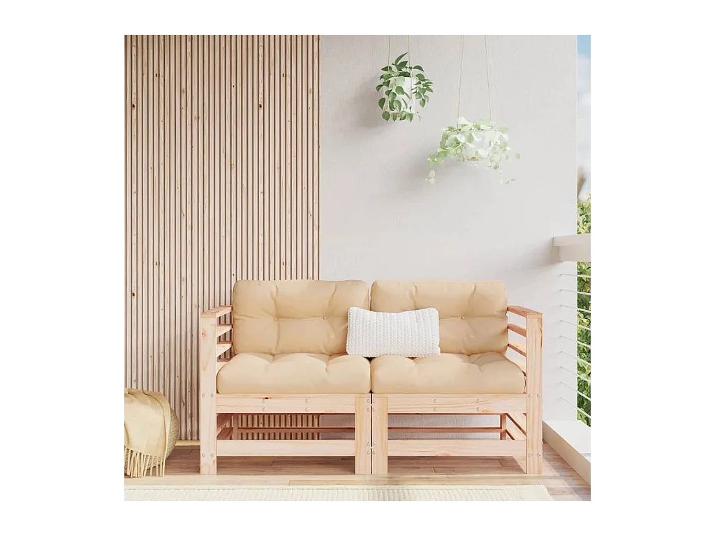 Canapés d'angle avec coussins 2 pcs bois de pin massif