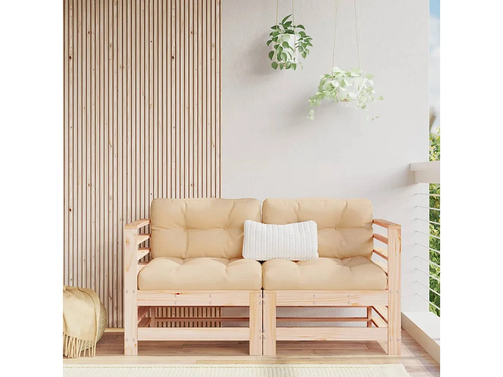Canapés d'angle avec coussins 2 pcs bois de pin massif