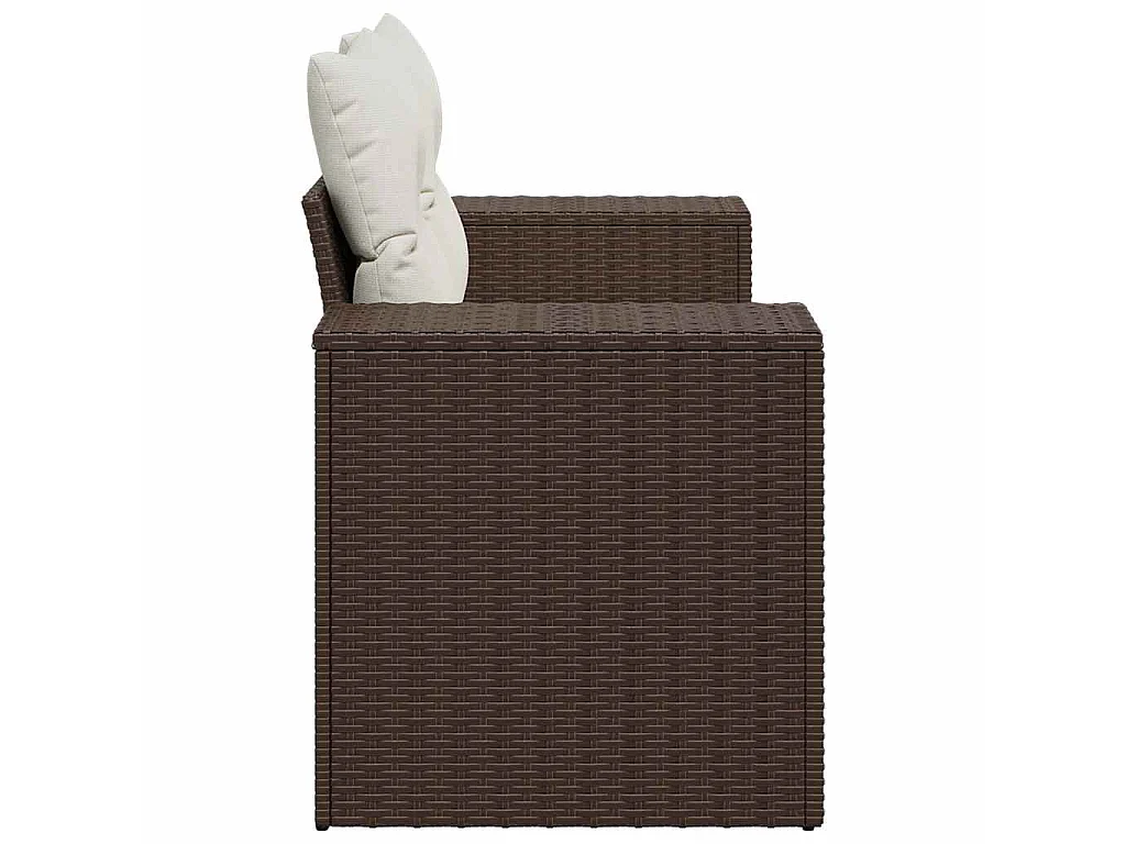 Divano da Giardino a 2 Posti con Cuscini in Polyrattan Marrone