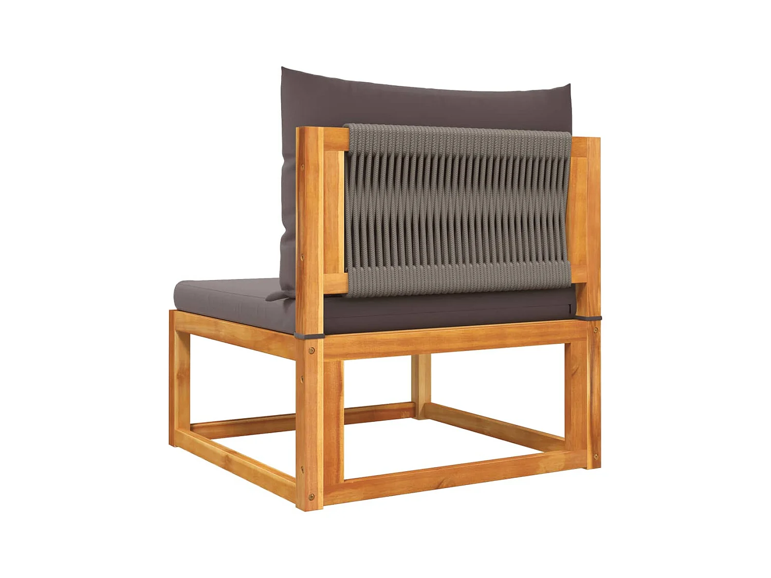 Ensemble de canapés de jardin 3 pièces avec coussins, bois d'acacia et corde,