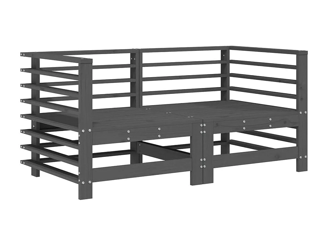 Canapés d'angle de jardin 2 pcs gris bois de pin massif