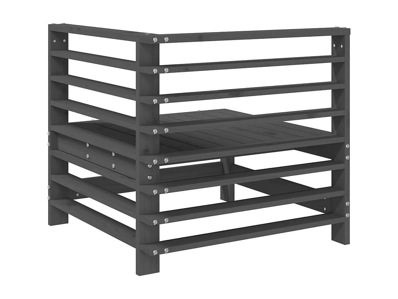 Divani Angolari da Giardino 2 pz Grigi Legno Massello di Pino