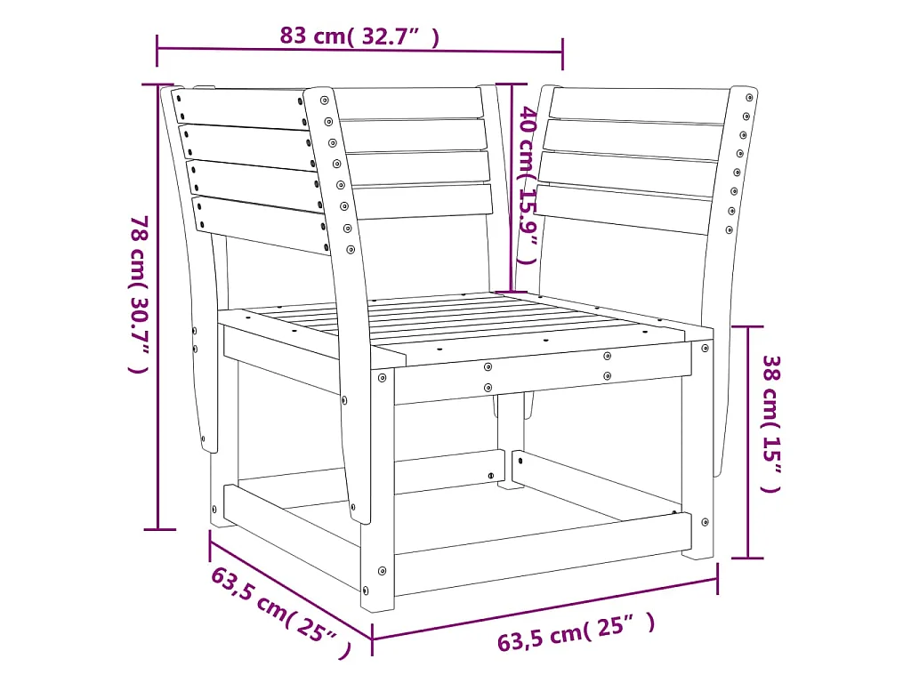 Chaise de jardin blanc bois massif de pin