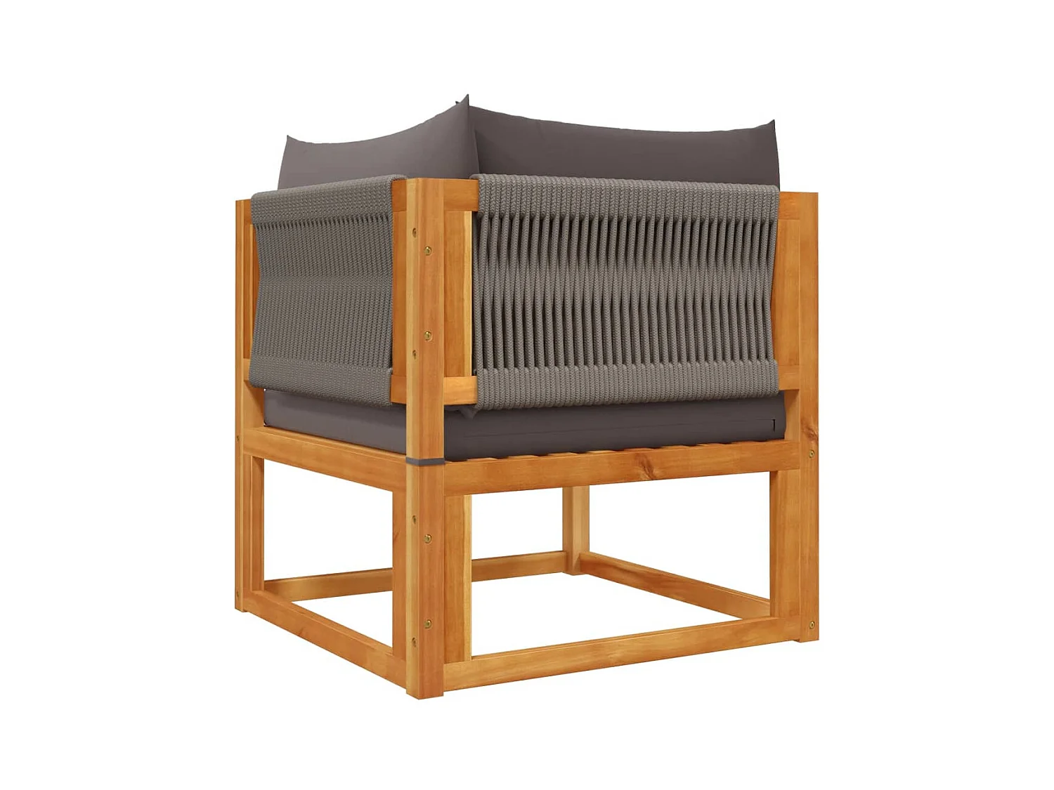 Ensemble de canapés de jardin 7 pièces avec coussins, bois d'acacia et corde,