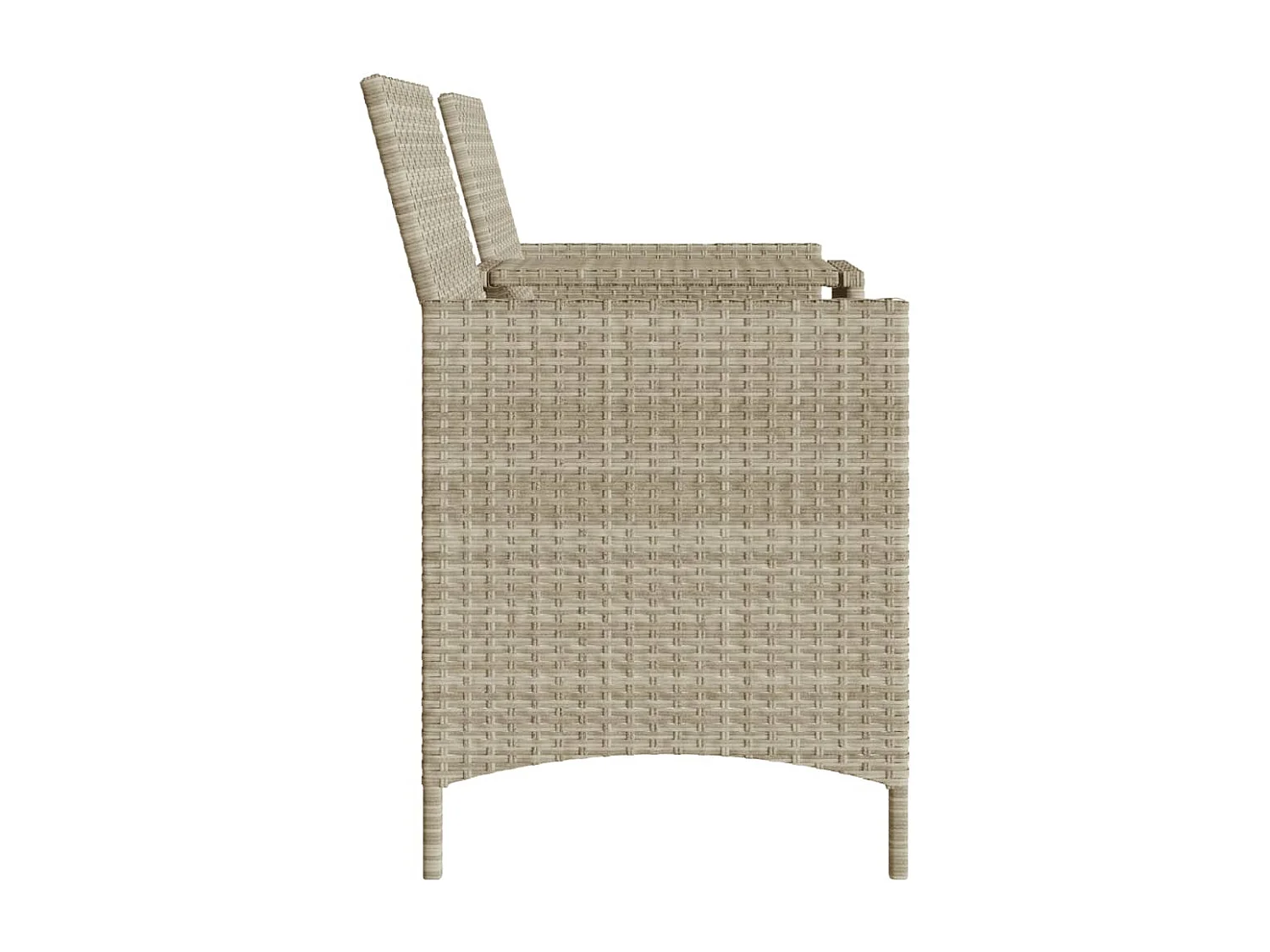 Tuinbank 2-zits tafel en voetenbanken poly rattan lichtgrijs