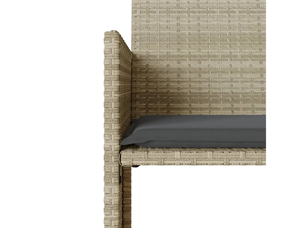 Tuinbank 2-zits tafel en voetenbanken poly rattan lichtgrijs