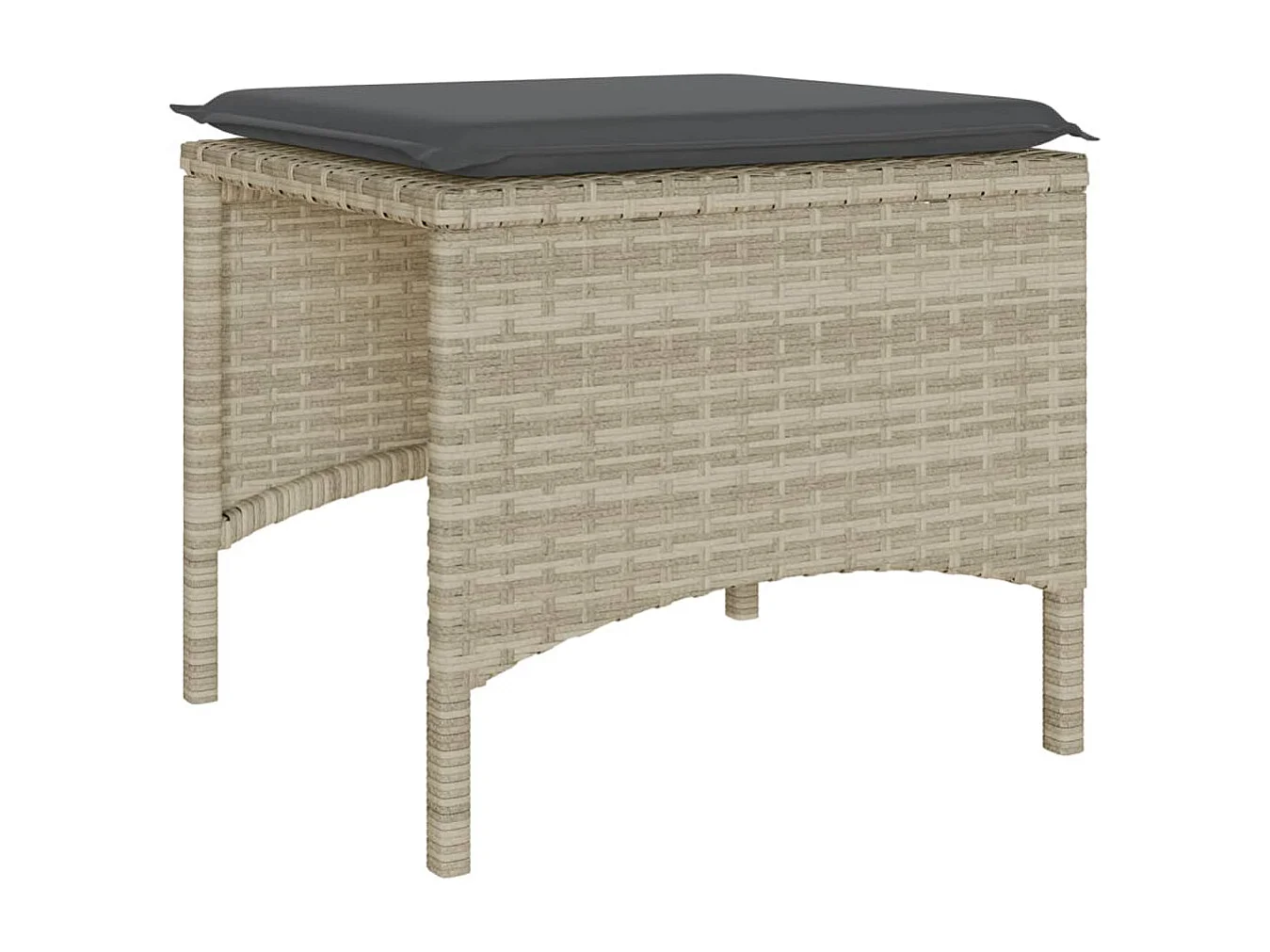 Tuinbank 2-zits tafel en voetenbanken poly rattan lichtgrijs