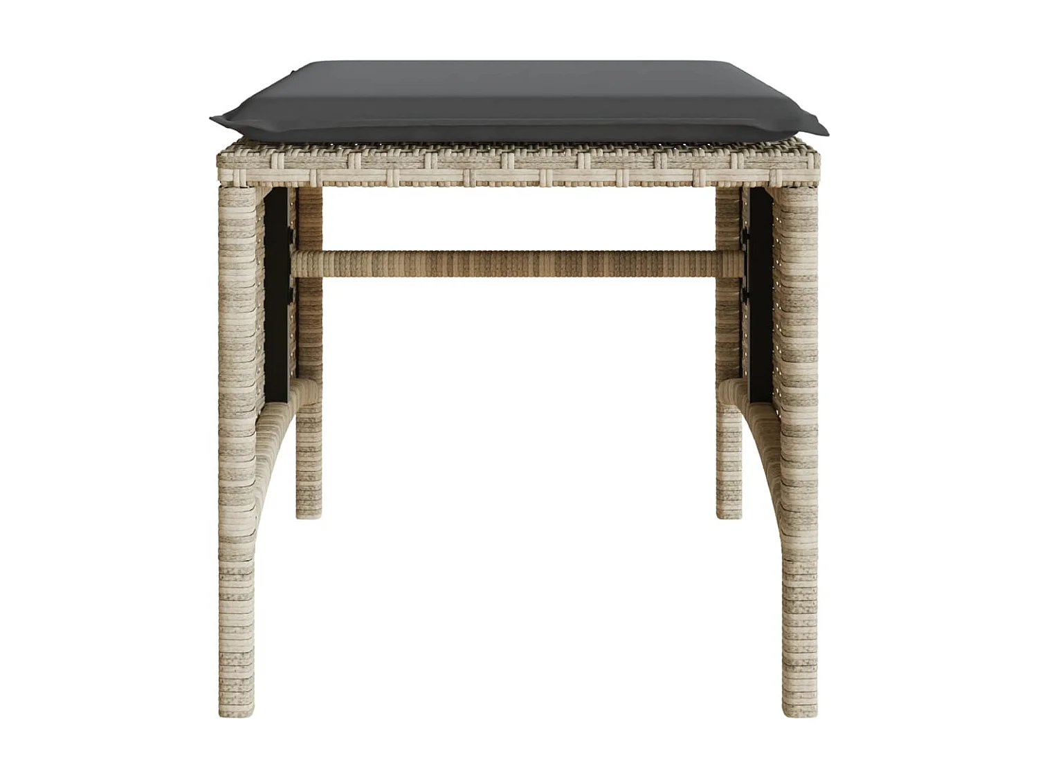 Canapé de jardin 2 places avec table tabourets gris clair rotin