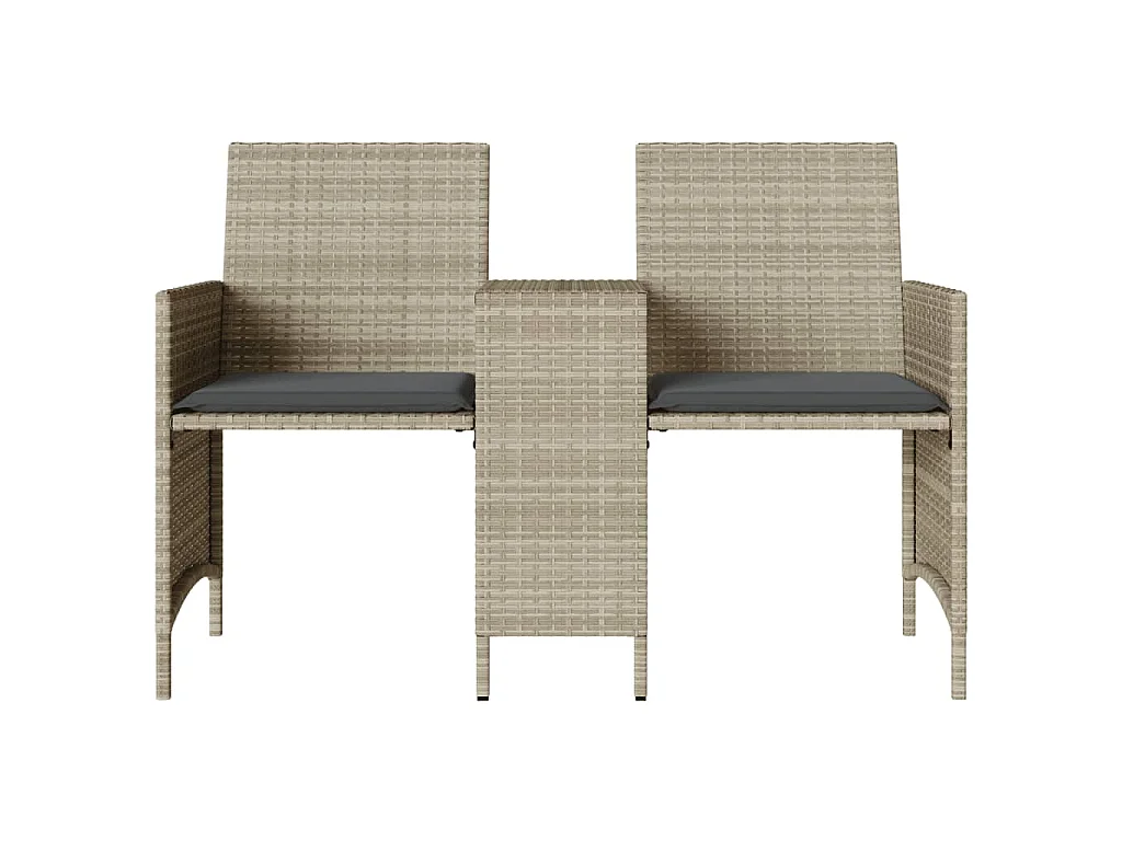 Divano Giardino 2Posti Tavolo Sgabelli Grigio Chiaro Polyrattan