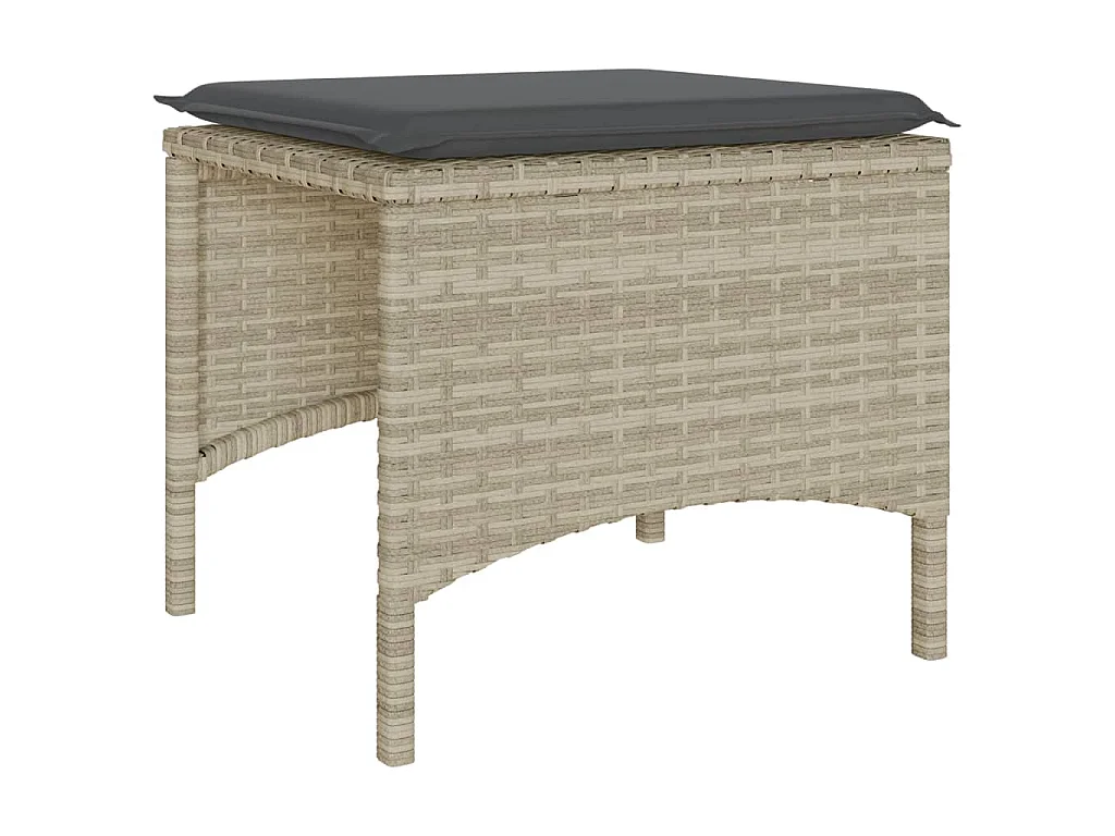 Divano Giardino 2Posti Tavolo Sgabelli Grigio Chiaro Polyrattan