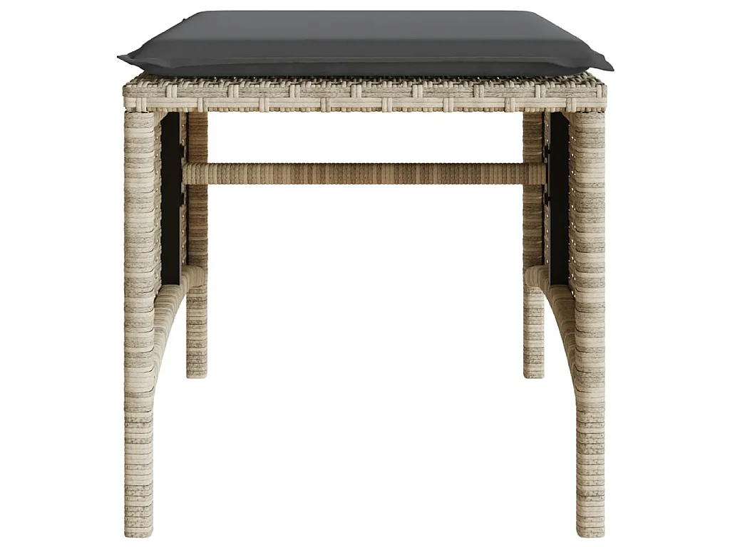 Divano Giardino 2Posti Tavolo Sgabelli Grigio Chiaro Polyrattan