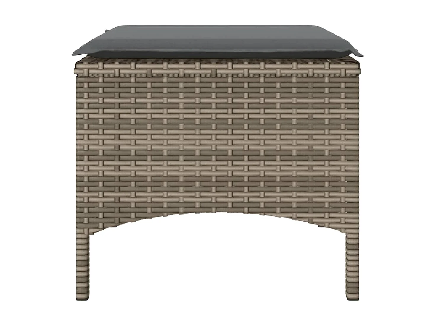 Tuinbank 2-zits met tafel en voetenbanken poly rattan grijs