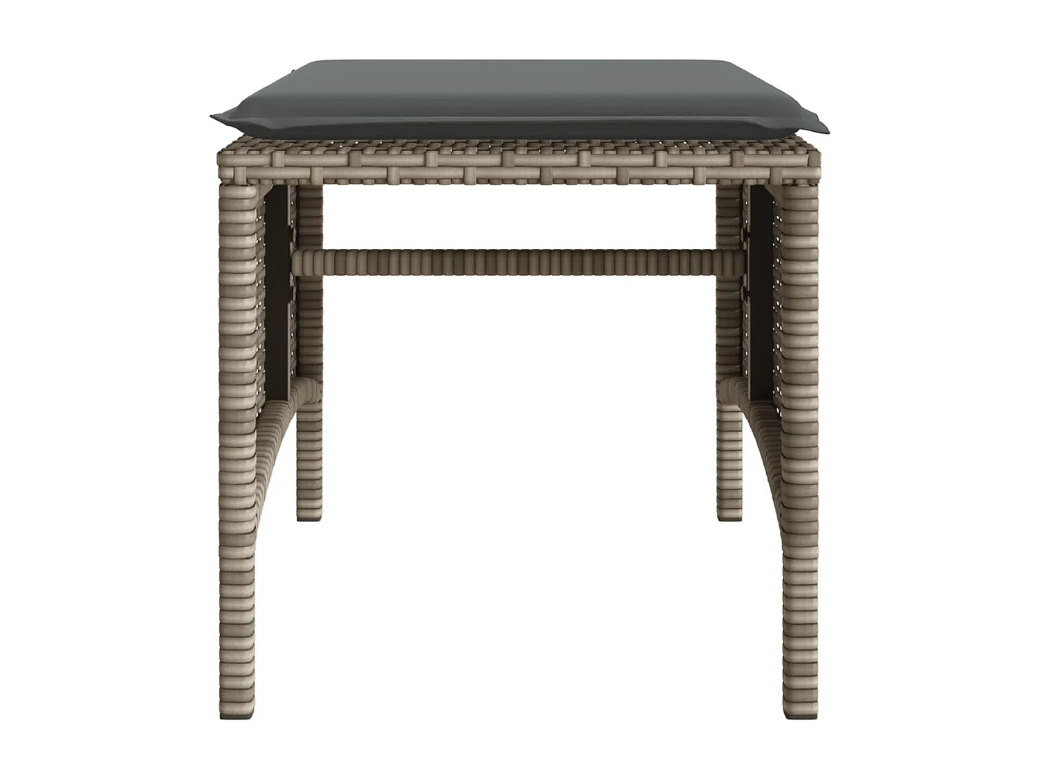 Tuinbank 2-zits met tafel en voetenbanken poly rattan grijs