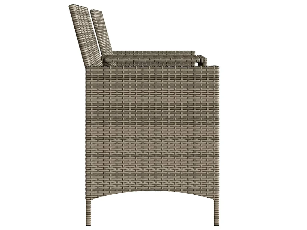 Gartensofa 2-Sitzer mit Tisch und Hockern Grau Poly Rattan