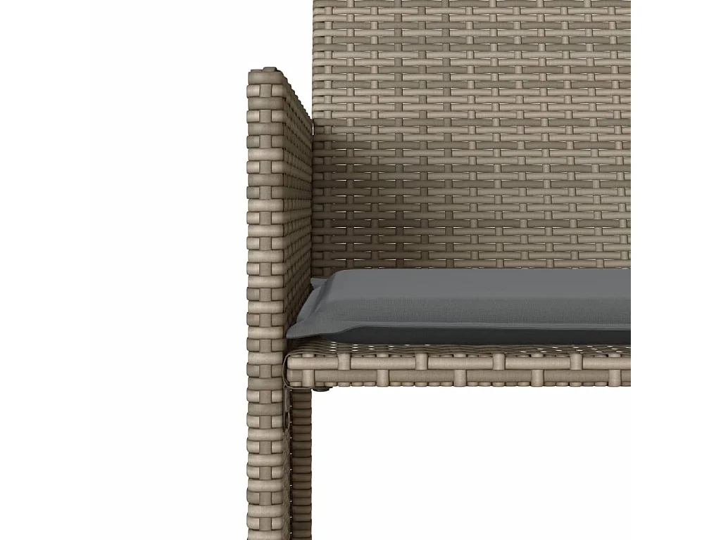 Gartensofa 2-Sitzer mit Tisch und Hockern Grau Poly Rattan