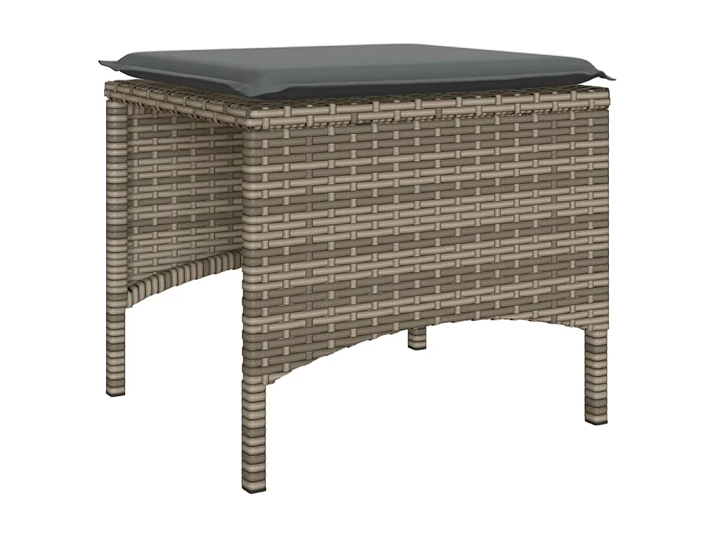 Gartensofa 2-Sitzer mit Tisch und Hockern Grau Poly Rattan