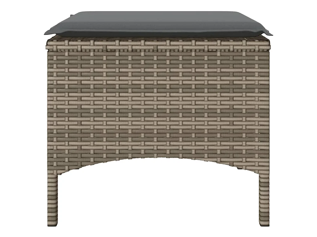 Gartensofa 2-Sitzer mit Tisch und Hockern Grau Poly Rattan